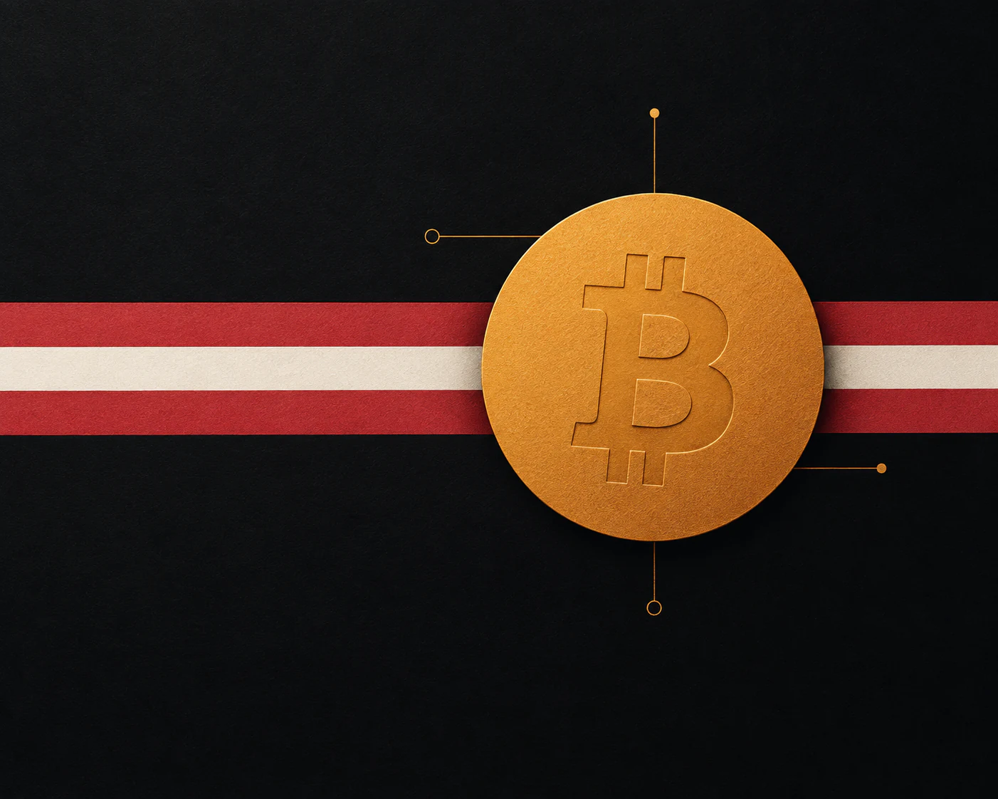 Minimalistische Bitcoin-Illustration in österreichischen Farben